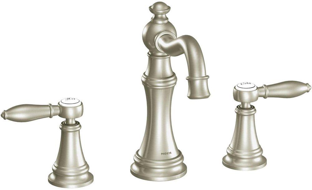 Moen Brushed Nickel Two Handle Widespread Bathroom Sink Faucet 