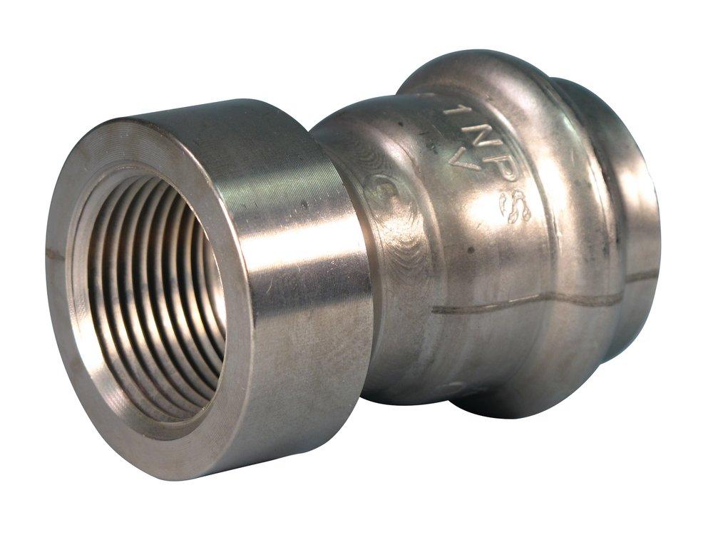 Victaulic Press x Female Threaded Schedule 10S 304 Stainless Steel Adapter with HNBR Rubber 