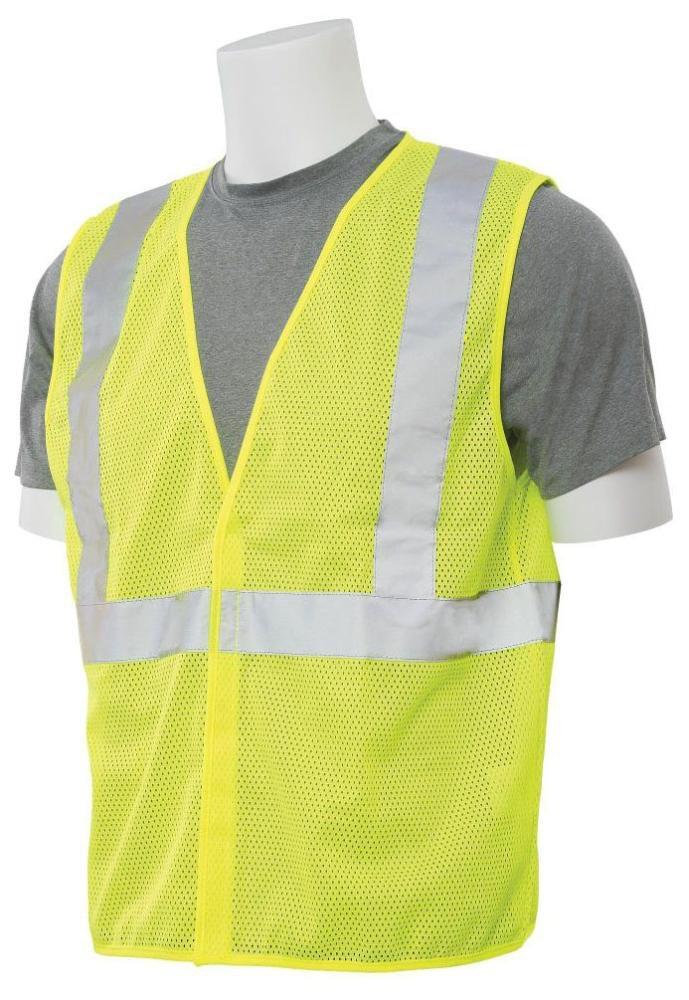 ERB Safety Hi-Viz Lime High-Visibility Resuable Mesh Vest in Lime 