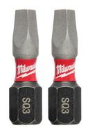 Shockwave Impact Duty 1 Square Recess #3 Insert Bits 2 Pk 