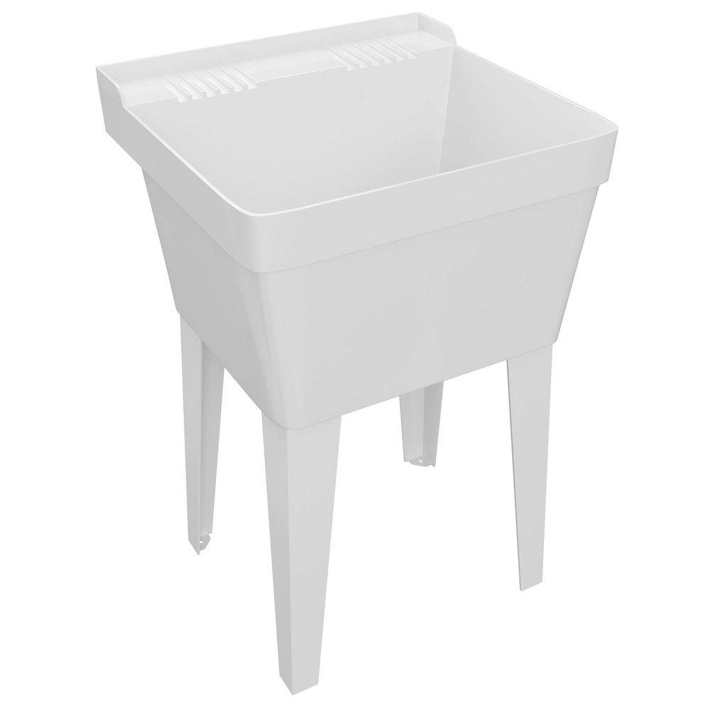 PROFLO® White Enamel 23 x 21-1/2 in. Freestanding Laundry Sink with 4 in. Knock-Out Centerset Faucet Holes 