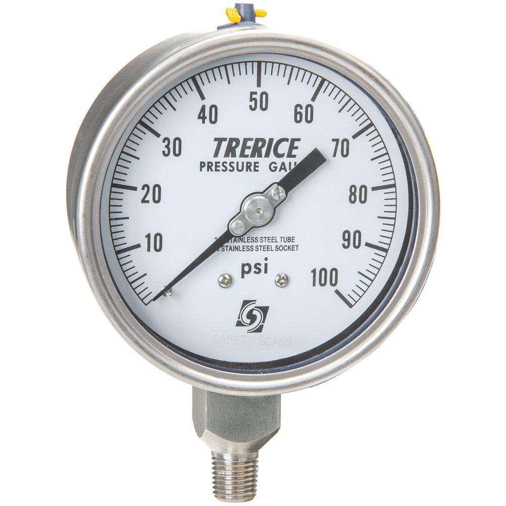 H.O. Trerice Stainless Steel 4 x 1/4 in. Stainless Steel Pressure Gauge 