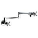 1-Hole Double Cross Handle Wall Mount Pot Filler Faucet in Polished Chrome