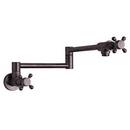 1-Hole Double Cross Handle Wall Mount Pot Filler Faucet in Tuscan Bronze