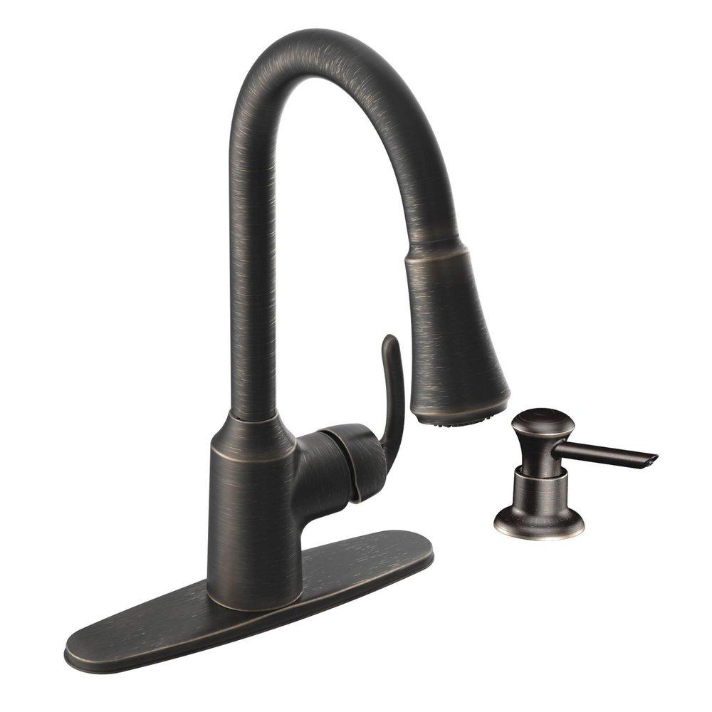 Moen Mediterranean Bronze Single Handle Pull Down Kitchen Faucet 