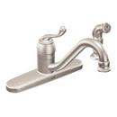 Moen Spot Resist&reg; Stainless Steel 4-Hole Swivel Kitchen Faucet with Single Lever Handle Sidespray 