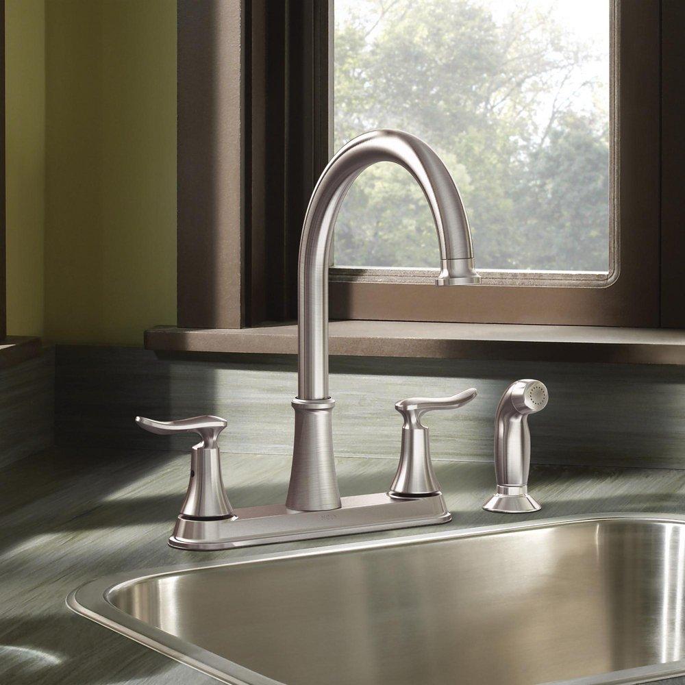 Moen Spot Resist Stainless Two Handle Kitchen Faucet 