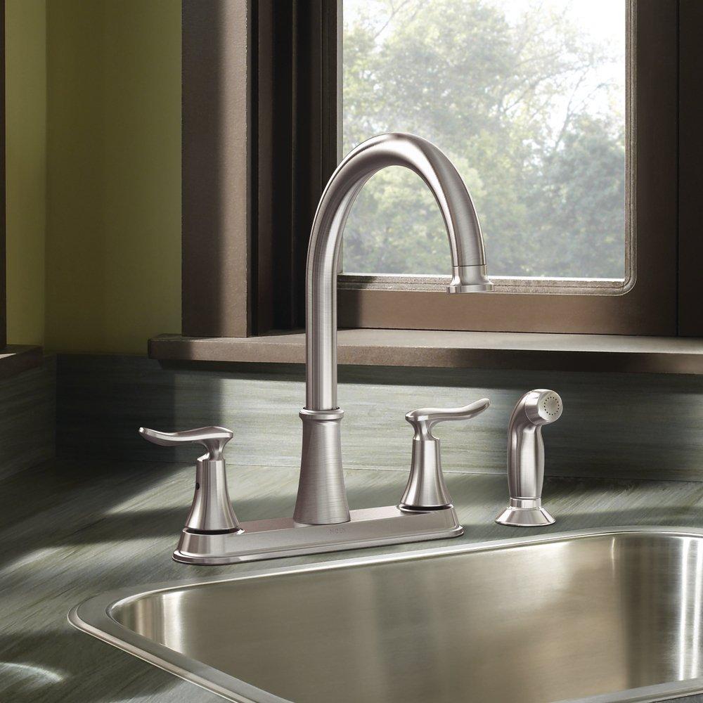 Moen Spot Resist Stainless Two Handle Kitchen Faucet 