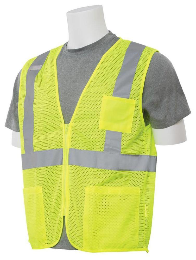 ERB Safety Hi-Viz Lime Mesh Vest Reflective Strip in Lime 
