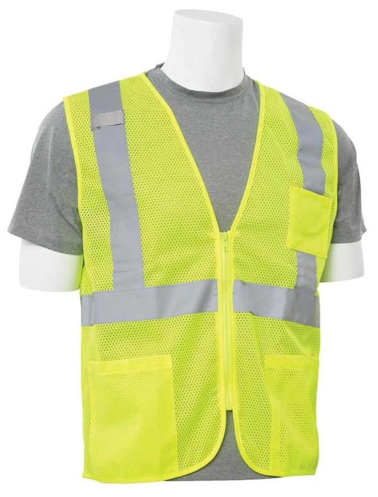 ERB Safety Hi-Viz Lime Mesh Vest Reflective Strip in Lime 