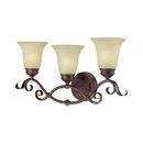 100W 3-Light Medium E-26 Wall Mount Vanity Fixture in Burled Bronze with Silver