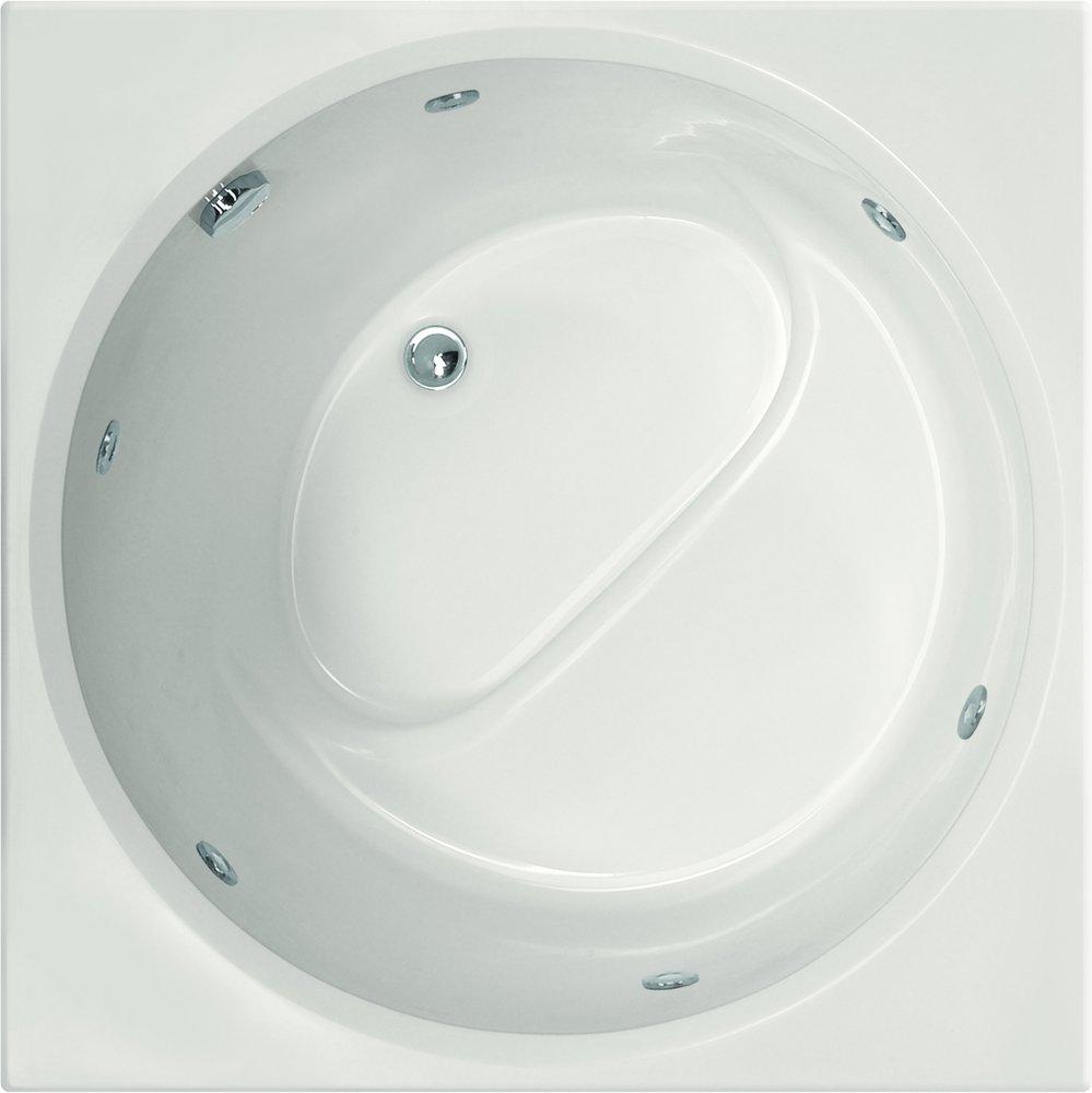 Hydro Systems Biscuit 40 x 40 in. Whirlpool Drop-In Bathtub with Center Drain and with Side Drain 