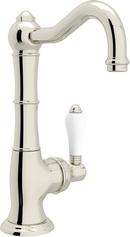 1-Hole Kitchen Faucet with Single Porcelain Lever Handle in Polished Nickel
