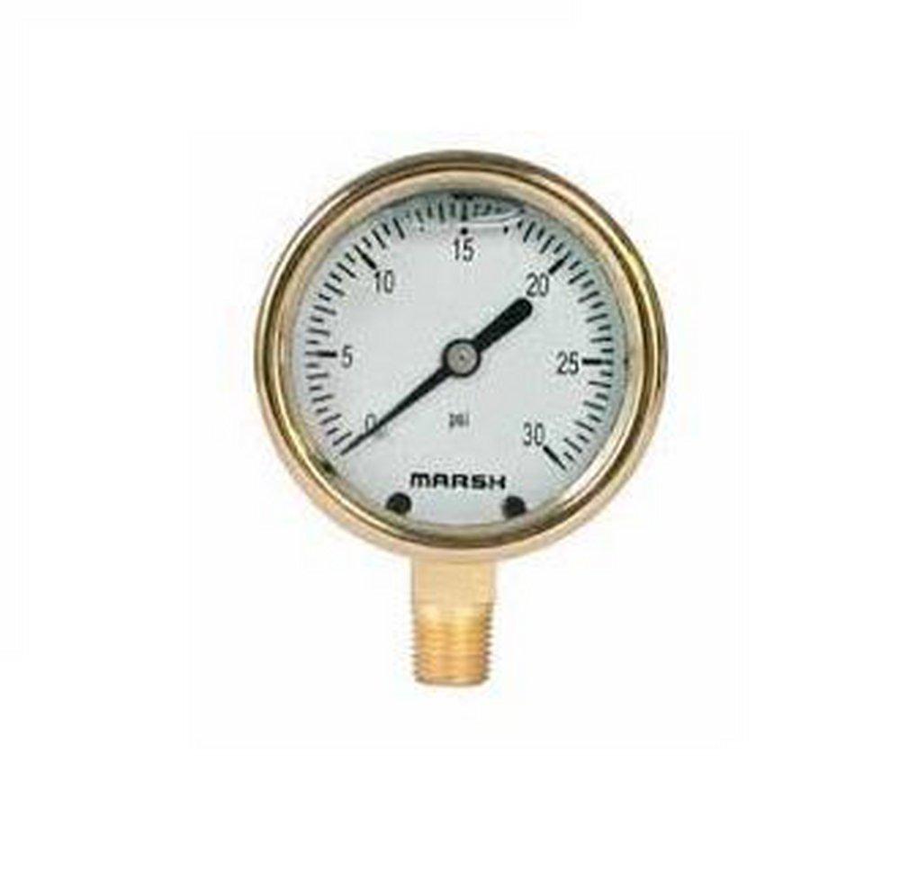Marshalltown Instrument 2-1/2 x 1/4 in. Lower Mount Liquid Pressure Gauge 