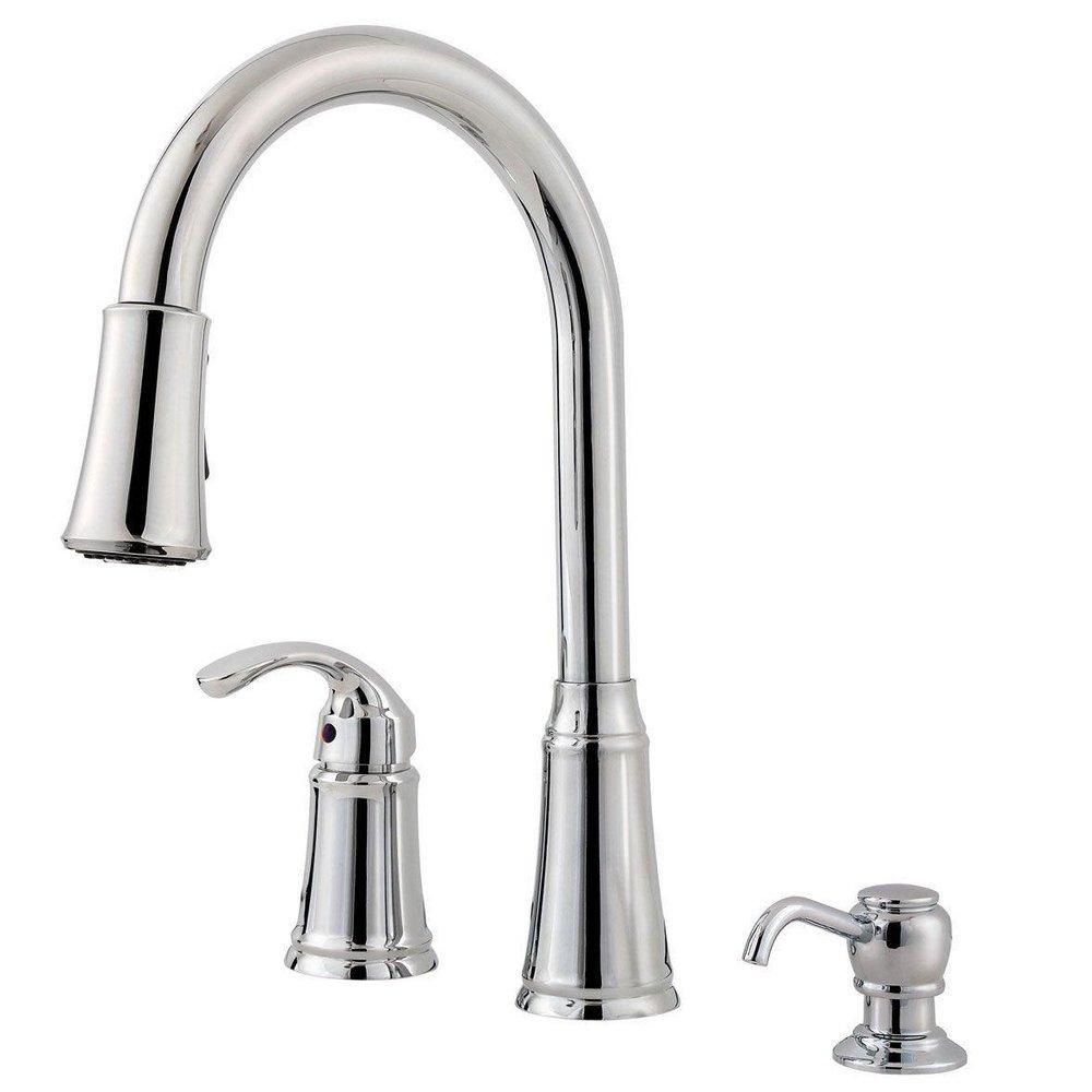 Pfister Polished Chrome 2.2 gpm Single Lever Handle Kitchen Sink Faucet Pull-Down Spout IPS Connection 