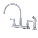 4-Hole Kitchen Faucet with Sidespray and Double Lever Handle in Polished Chrome