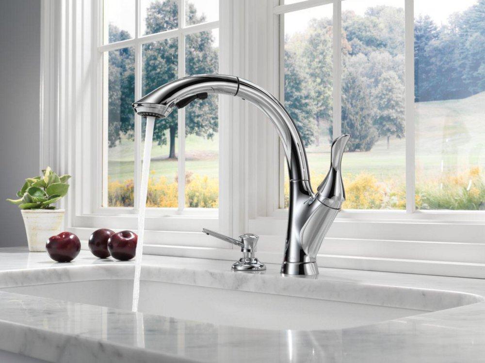 Delta Faucet Arctic Stainless 13 oz. Deck Mount Plastic Soap and Lotion Dispenser 