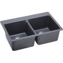 33 x 22 in. No Hole Composite Double Bowl Drop-in Kitchen Sink in Dusk Grey