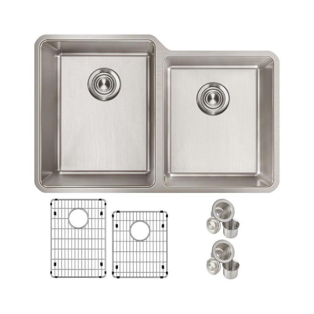 Elkay Antique Steel Two Handle Pull Down Bridge Kitchen Faucet 