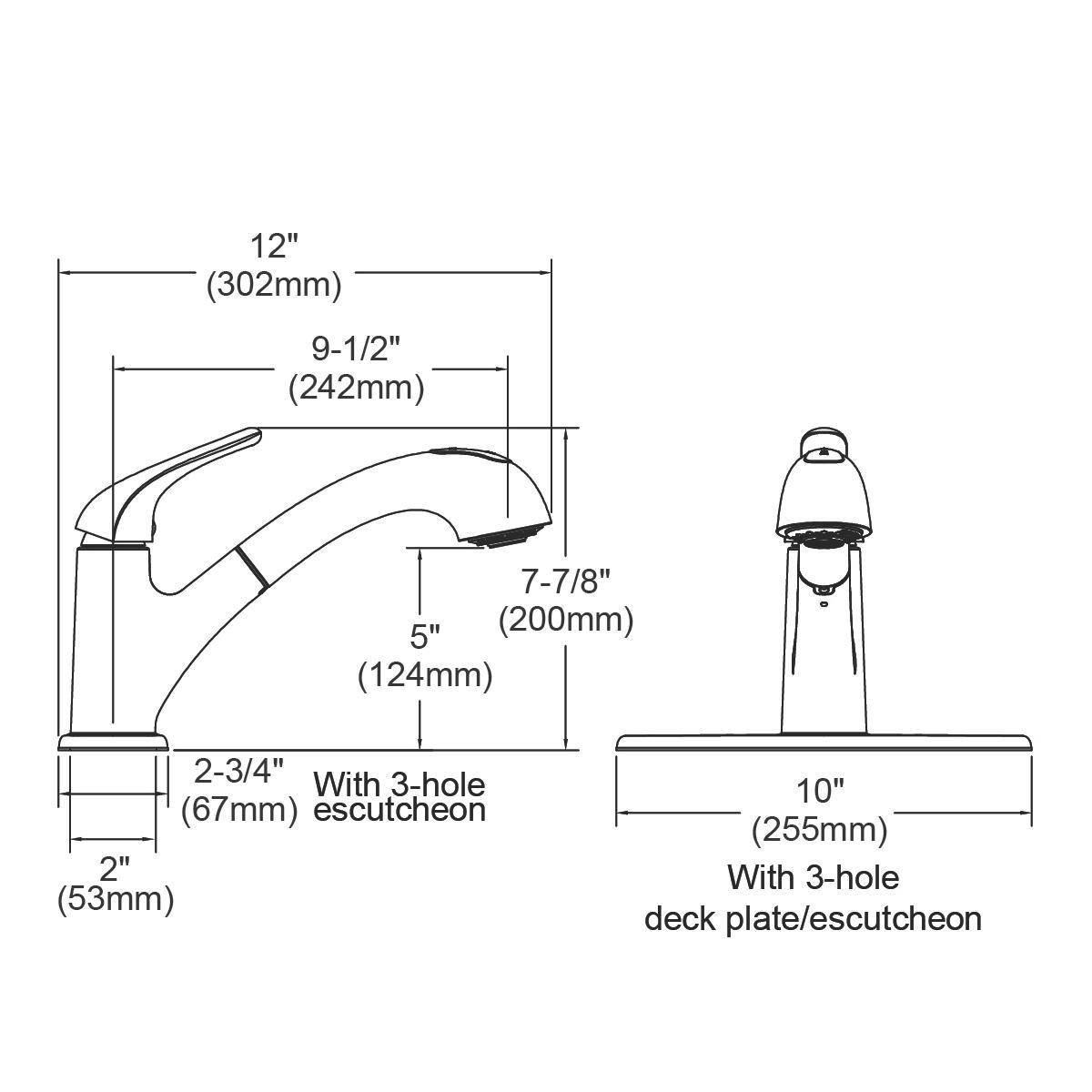 Elkay Lustrous Steel Single Handle Pull Out Kitchen Faucet 