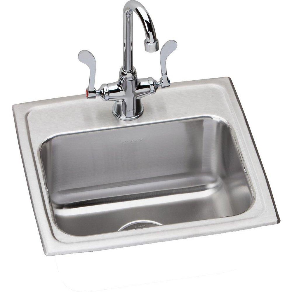 Elkay Lustrous Satin 17 x 16 in. 1 Hole Stainless Steel Single Bowl Drop-in Kitchen Sink 