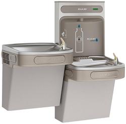 Non-Filtered Refrigerated Bottle Filling Station with Bi-Level Water Cooler in Light Gray Granite