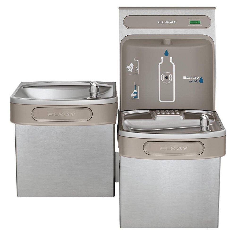 Elkay Stainless Steel 8 gph ADA Wall Mount Bi-Level Water Cooler with Bottle Filling Station 