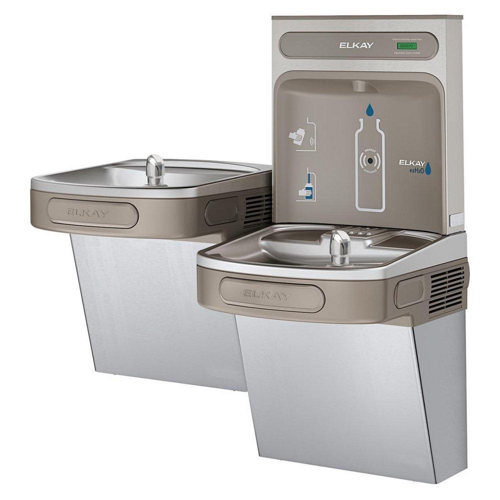 Elkay Stainless Steel 8 gph Non-Filtered Non-Refrigerated Bottle Filling Station with Versatile Bilevel Water Cooler 