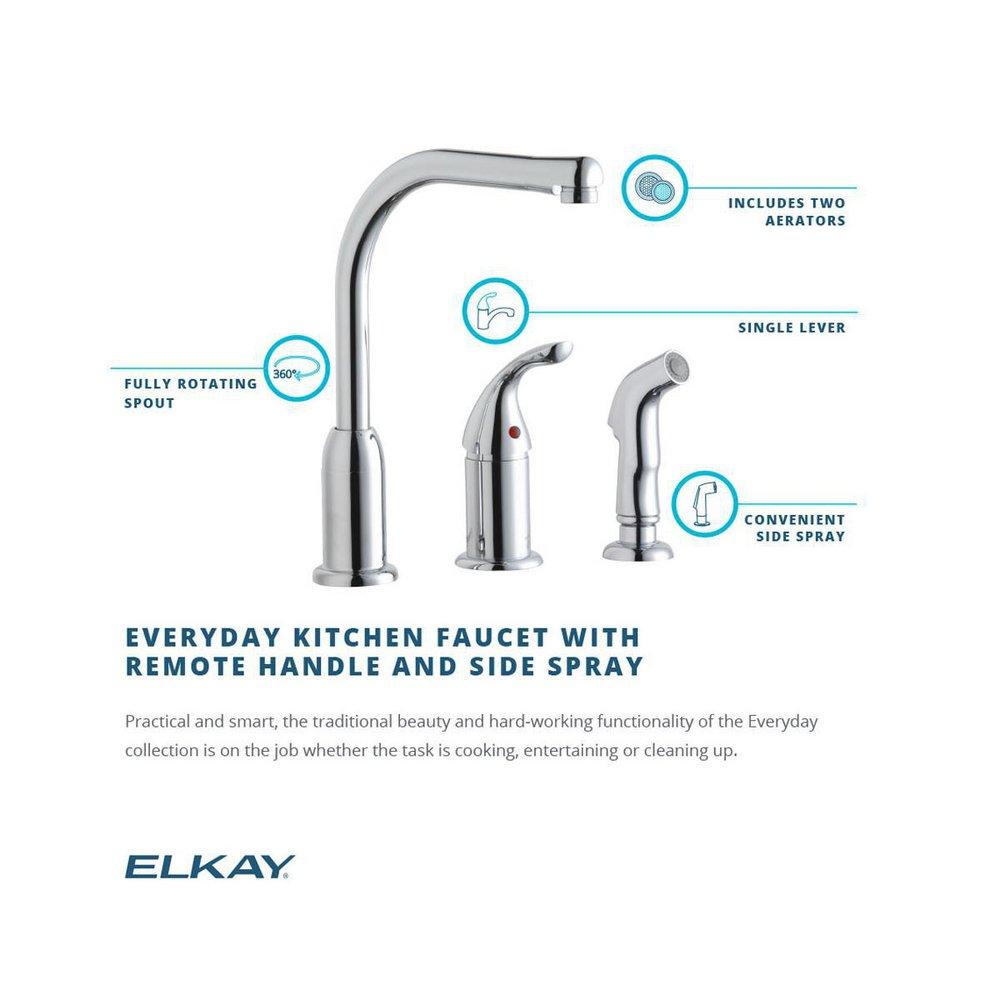 Elkay Polished Chrome Single Handle Kitchen Faucet 