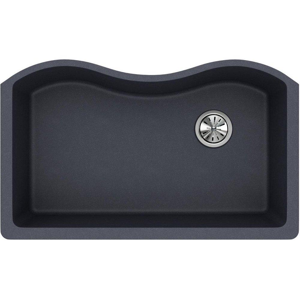 Elkay Dusk Grey 33 x 20 in. No Hole Composite Single Bowl Undermount Kitchen Sink 