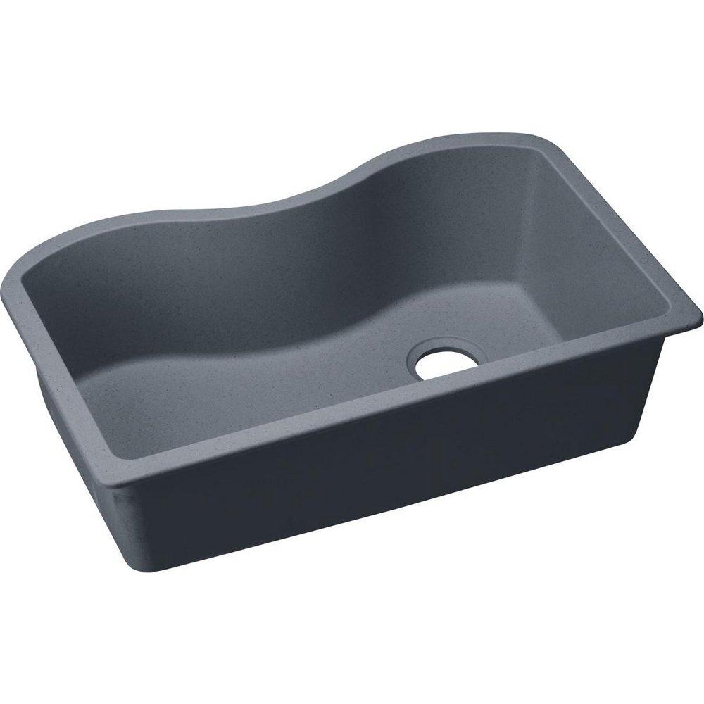 Elkay Dusk Grey 33 x 20 in. No Hole Composite Single Bowl Undermount Kitchen Sink 