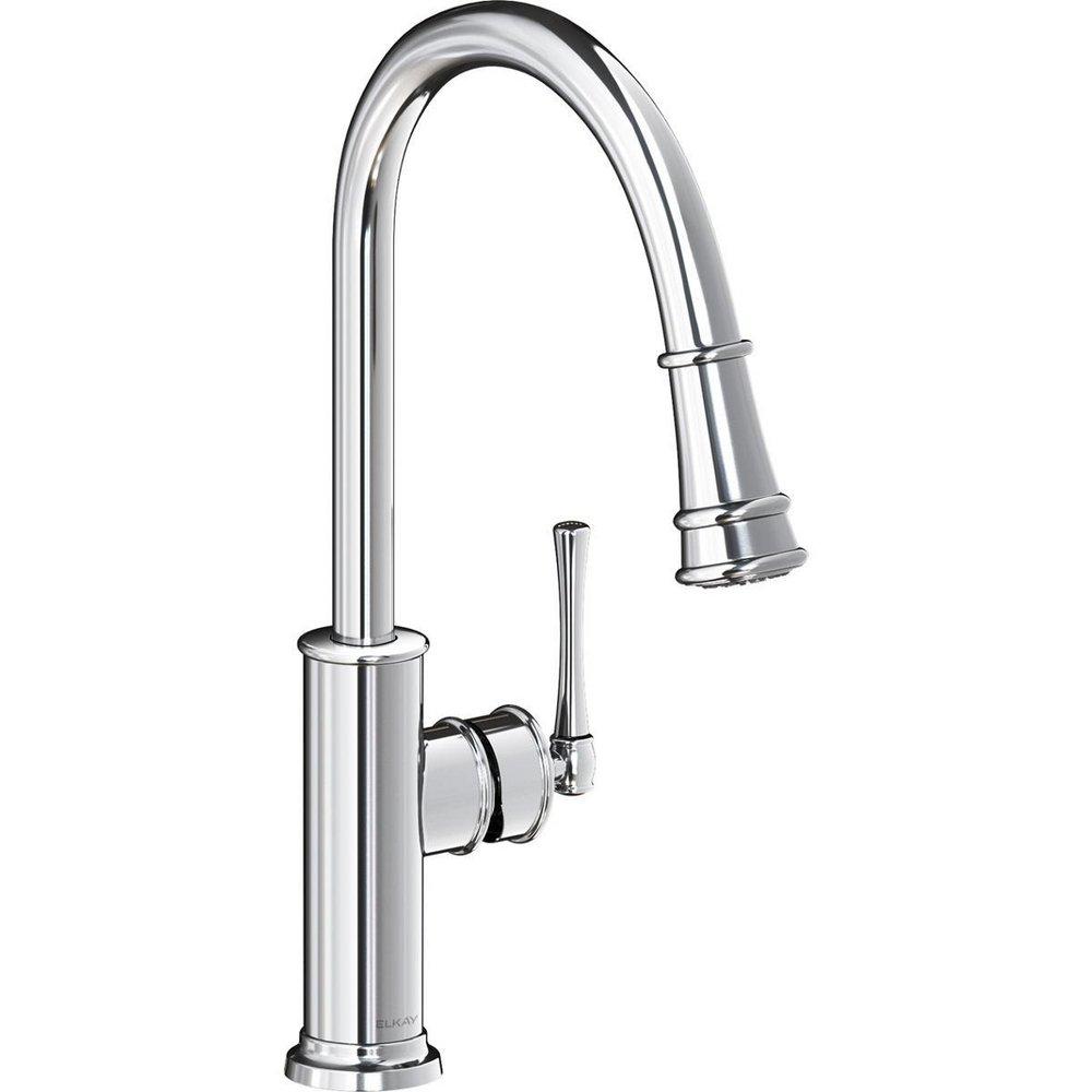 Elkay Polished Chrome Single Handle Pull Down Kitchen Faucet 