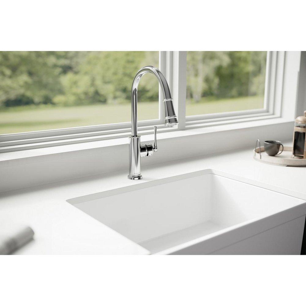 Elkay Polished Chrome Single Handle Pull Down Kitchen Faucet 