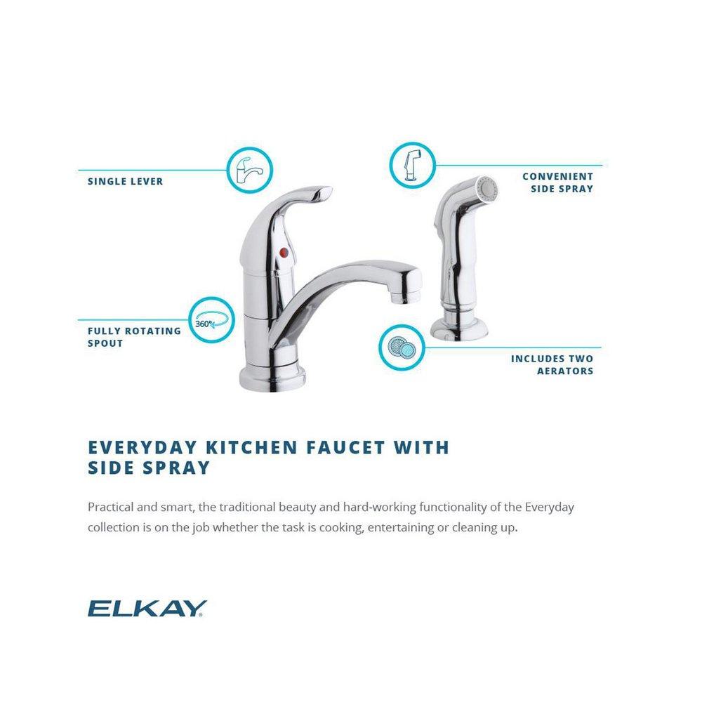Elkay Polished Chrome Single Handle Kitchen Faucet 