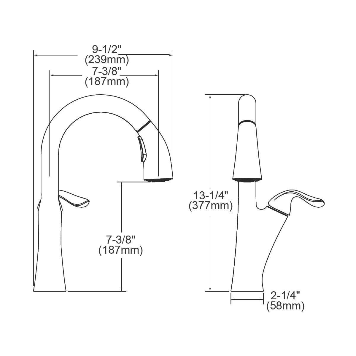 Elkay Lustrous Steel 1-Hole Pull-Down Spray Faucet with Single Lever Handle 