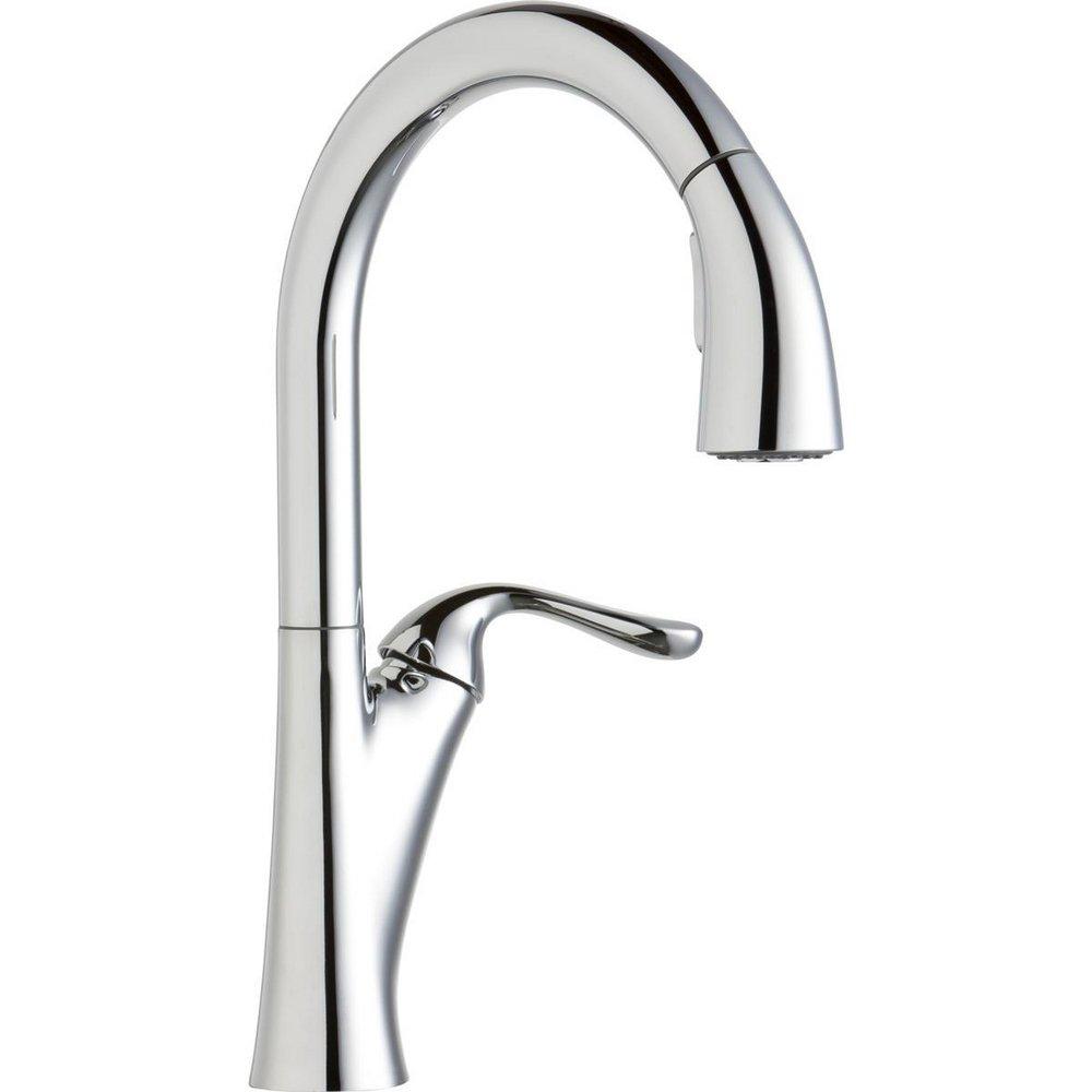 Elkay Polished Chrome Single Handle Pull Down Kitchen Faucet 