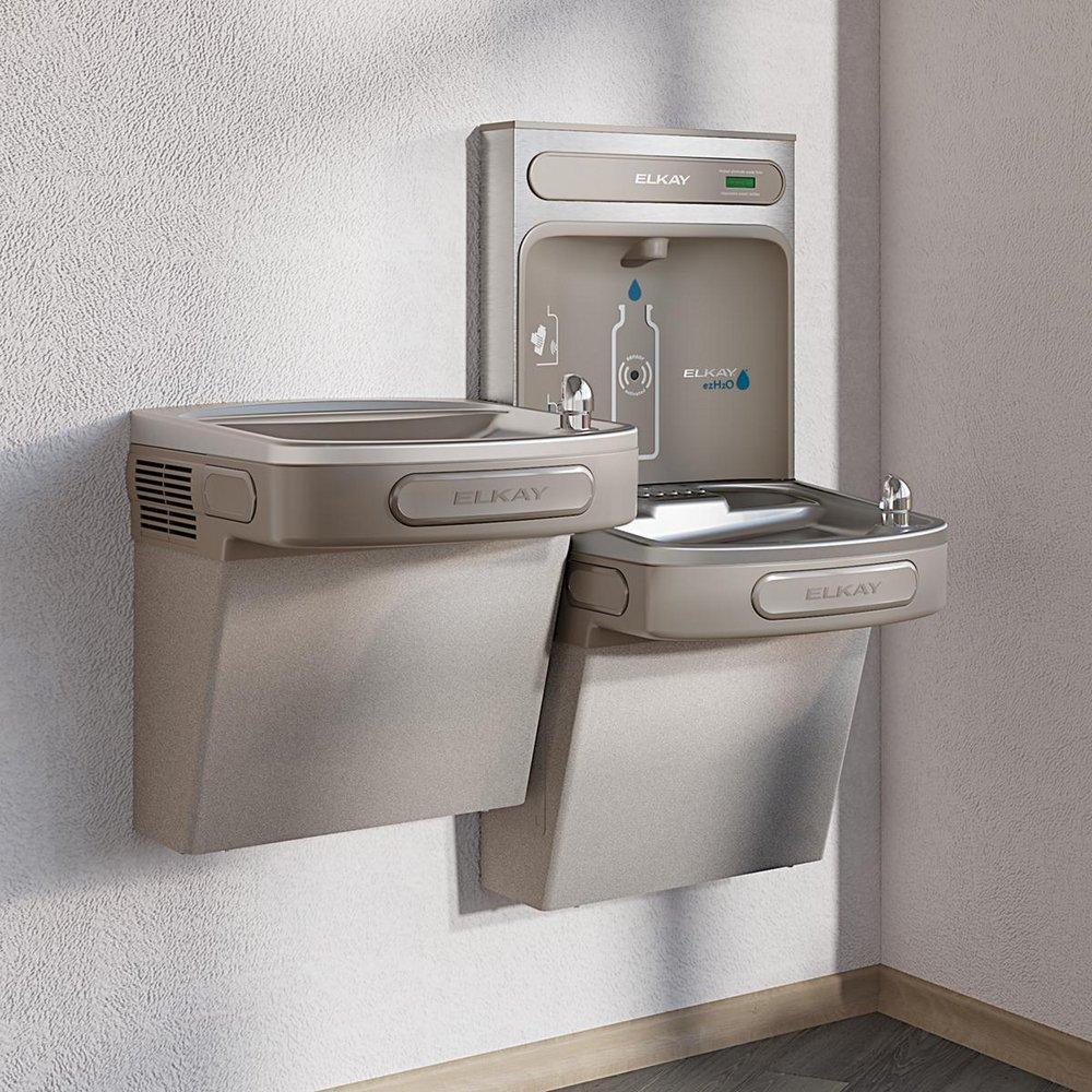 Elkay Light Grey Granite 8 gph Non-Filtered Non-Refrigerated Bottle Filling Station with Versatile Bilevel Water Cooler 