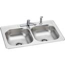 33 x 22 in. 4 Hole Stainless Steel Double Bowl Drop-in Kitchen Sink in Satin