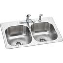 33 x 22 in. 4 Hole Stainless Steel Double Bowl Drop-in Kitchen Sink in Elite Satin
