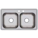 Dayton Satin 33 x 19 in. Stainless Steel Double Bowl Drop-in Kitchen Sink in Satin 
