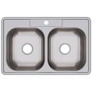 Dayton Satin 33 x 21-1/4 in. Stainless Steel Double Bowl Drop-in Kitchen Sink in Satin 