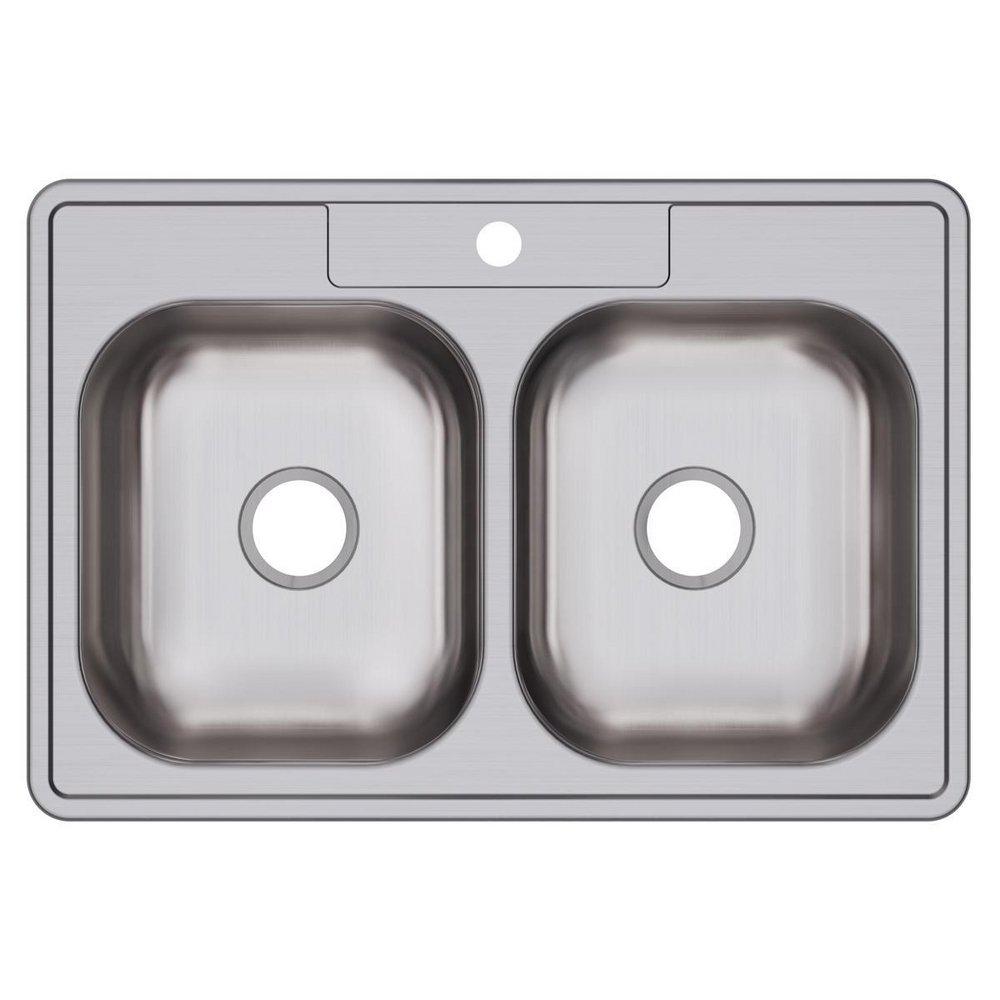 Kingsford Satin 33 x 22 in. Stainless Steel Double Bowl Drop-in Kitchen Sink in Satin 