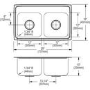 Kingsford Satin 33 x 22 in. Stainless Steel Double Bowl Drop-in Kitchen Sink in Satin 