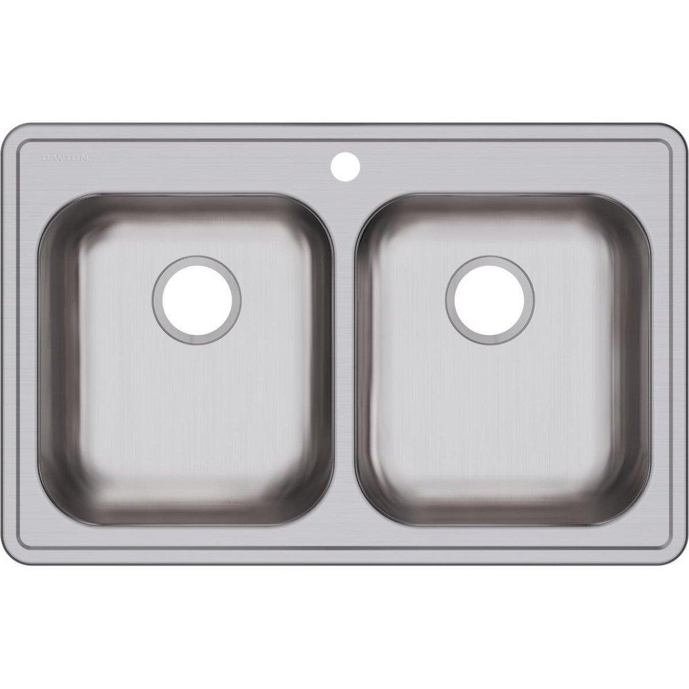 Dayton Satin 33 x 21-1/4 in. Stainless Steel Double Bowl Drop-in Kitchen Sink in Satin 