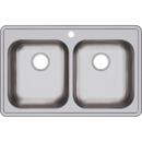 Dayton Satin 33 x 21-1/4 in. Stainless Steel Double Bowl Drop-in Kitchen Sink in Satin 