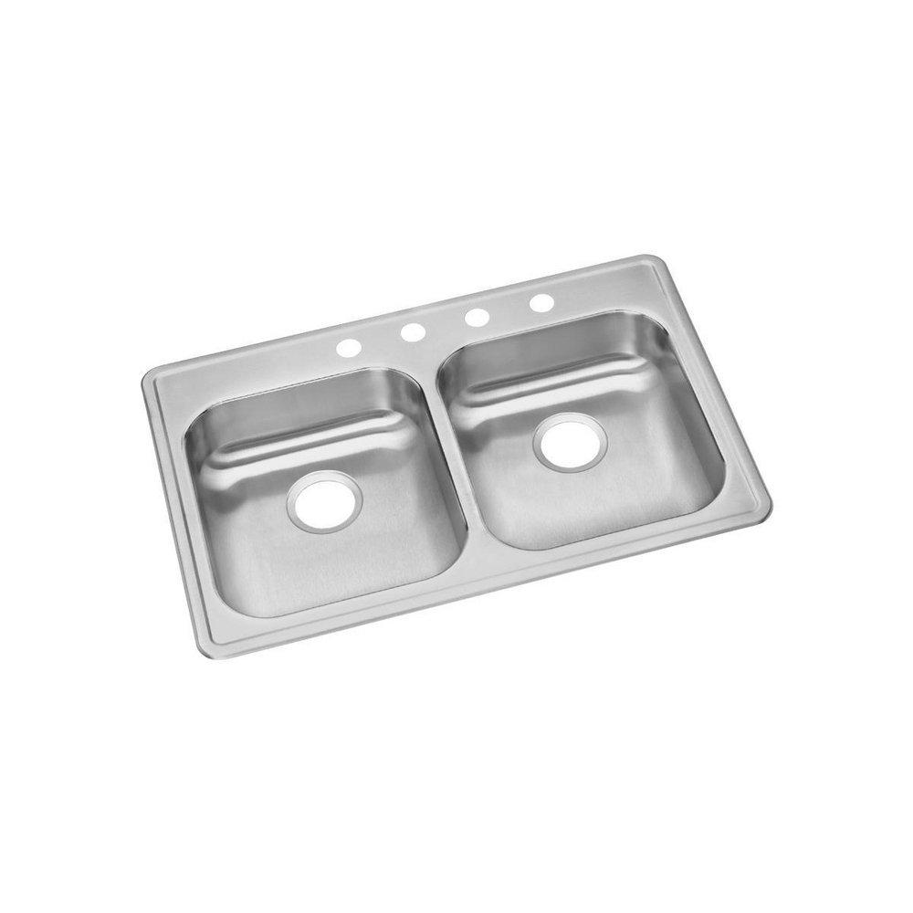Dayton Satin 33 x 22 in. Stainless Steel Double Bowl Drop-in Kitchen Sink in Satin 