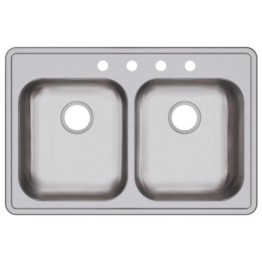 Dayton Satin 33 x 22 in. Stainless Steel Double Bowl Drop-in Kitchen Sink in Satin 