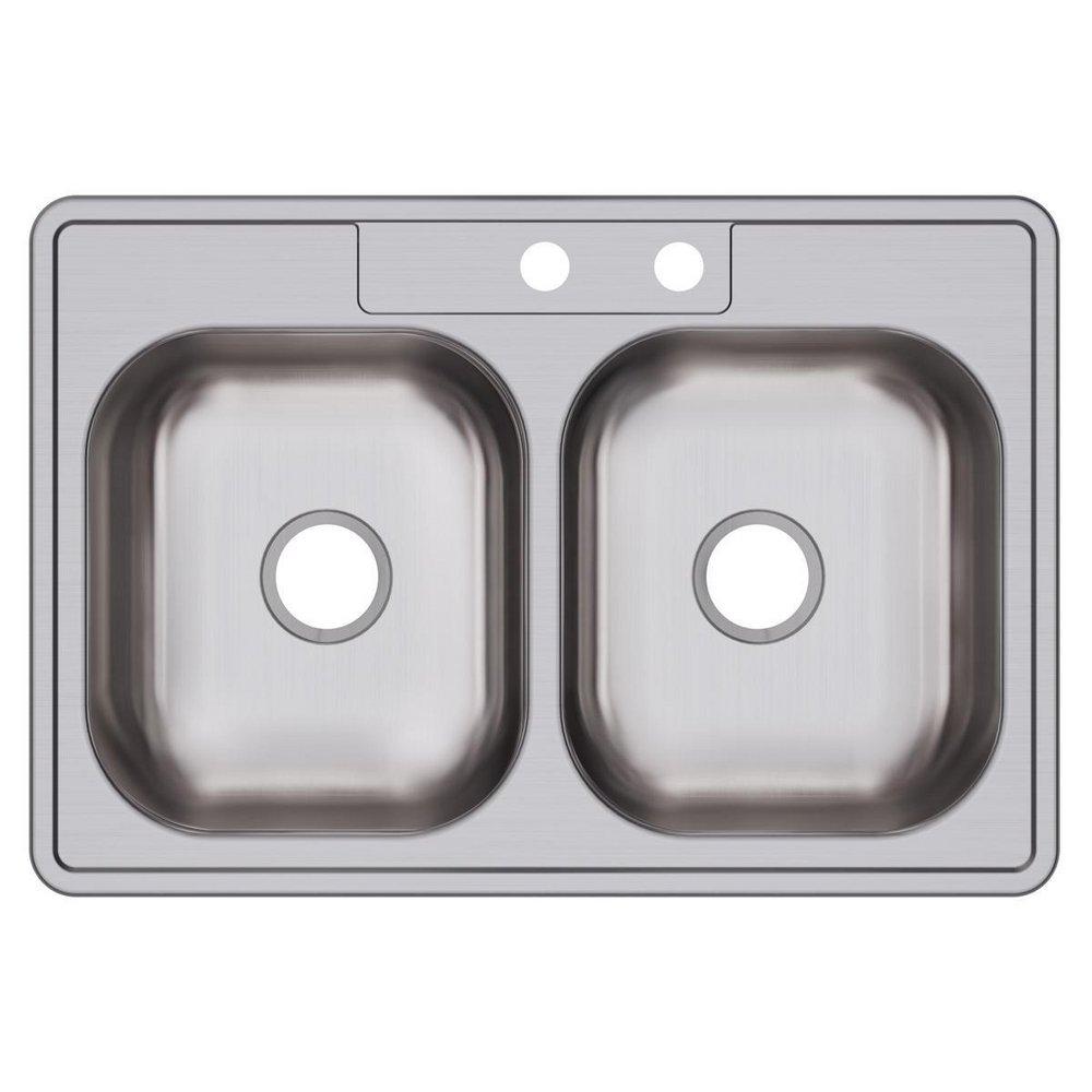 Kingsford Satin 33 x 22 in. Stainless Steel Double Bowl Drop-in Kitchen Sink in Satin 