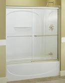 Frameless Sliding Bath Door with Frosted Clear Glass in Nickel