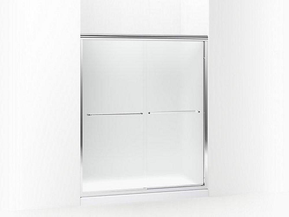 Sterling Silver Frameless Sliding Shower Door 